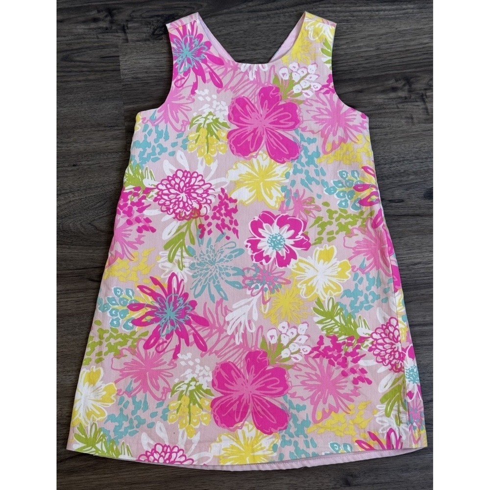 Tommy Bahama Shift Dress Girls 7 Pink Floral Tropical Preppy Resort Beach‎